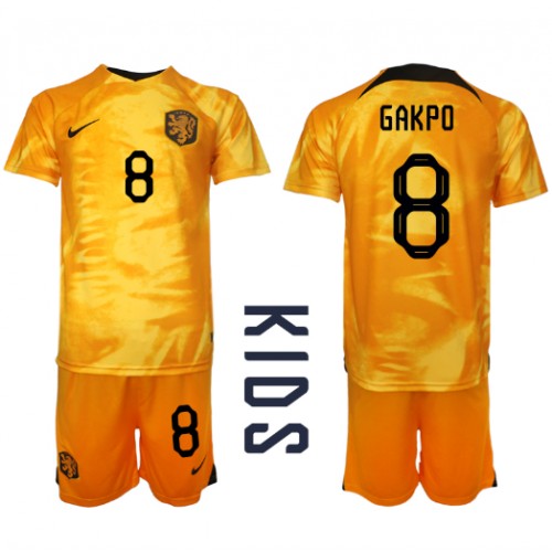 Nederland Cody Gakpo #8 Hjemmedraktsett Barn VM 2022 Kortermet (+ Korte bukser) Nederland Cody Gakpo #8 Hjemmedraktsett Barn VM 2022 Kortermet (+ Korte bukser)